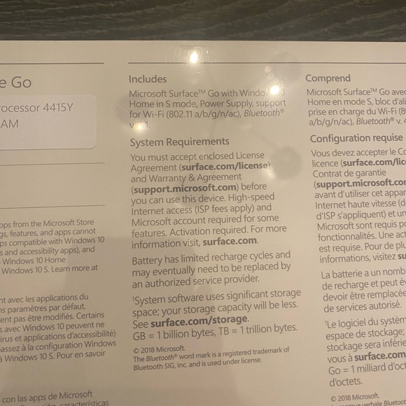 Microsoft Surface Go Intel Pentium Gold 4415Y 1824 64GB 4GB Ram Wi-Fi Win 10 Pro - Picture 2 of 5